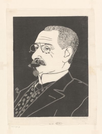 Retrato de um homem desconhecido com um charuto de Samuel Jessurun de Mesquita (signed by artist)