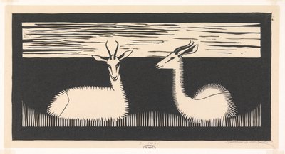 Duas gazelas de Samuel Jessurun de Mesquita (signed by artist)