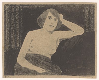 Nu feminino, sentado em um sofá, mão na cabeça de Samuel Jessurun de Mesquita (signed by artist)