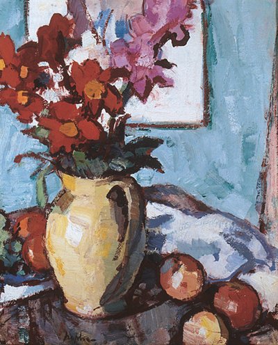 Dálias e Gladioli (óleo sobre tela) de Samuel John Peploe