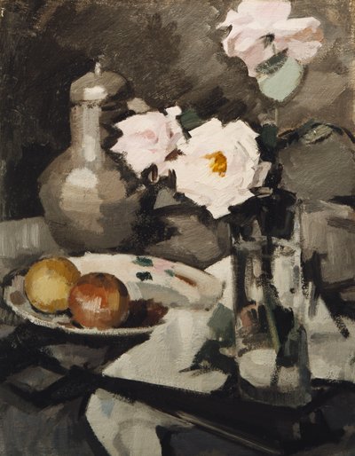 Rosas em um vaso de vidro, c. 1924 de Samuel John Peploe