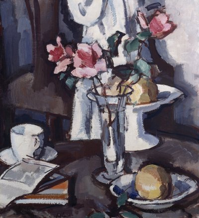 Natureza morta com rosas vermelhas, c.1931 (óleo sobre tela) de Samuel John Peploe