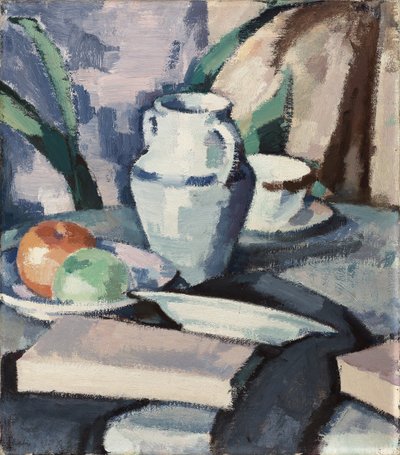 Ainda vida com vaso e livros, de Samuel John Peploe