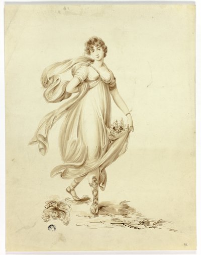 Mulher jovem carregando flores de Samuel Lane