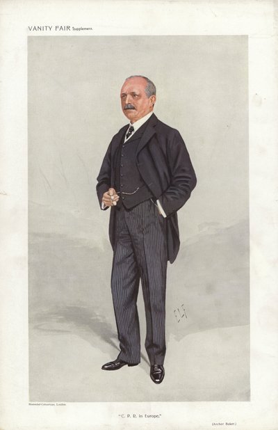 Archer Baker, C P R R Na Europa, Vanity Fair cartoon (cor litho) de Samuel Luke (after) Fildes