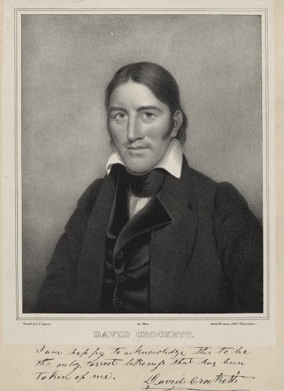 David Crockett, c.1835 (litografia em chine collé) de Samuel Osgood