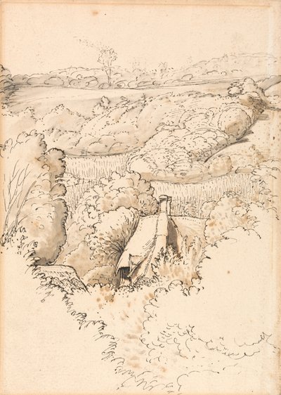 Uma casa de campo entre árvores, Shoreham de Samuel Palmer