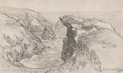 Uma página de um caderno de esboços da Cornualha: Cornualha 30 de Samuel Palmer