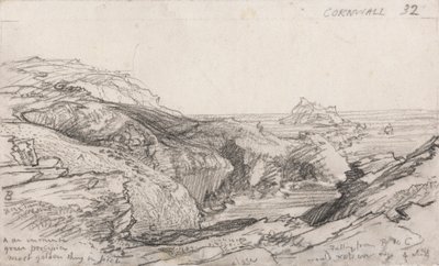 Uma página de um caderno de esboços da Cornualha: Cornualha 32 de Samuel Palmer