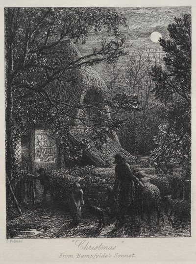Natal dobrando as últimas ovelhas, 1850. de Samuel Palmer
