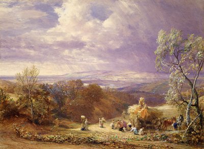 Colheita (wc e bodycolour no papel) de Samuel Palmer