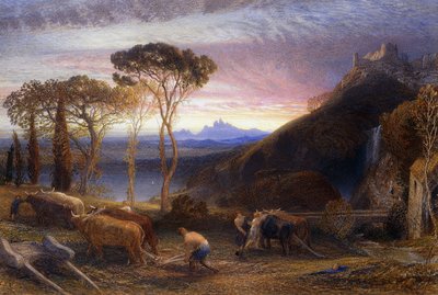 Ilustração para &39;Lycidas&39; de Milton, c.1864 (aquarela realçada com a cor do corpo) de Samuel Palmer