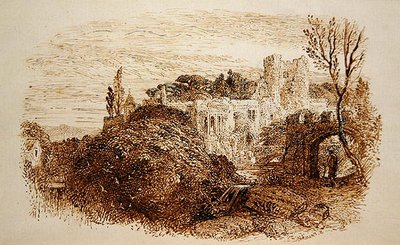 "Mark yon Old Mansion... (caneta e tinta castanha sobre papel) de Samuel Palmer