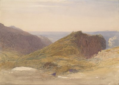 Na costa norte de Devon, Lundy Island na Distância, ca. 1835. de Samuel Palmer