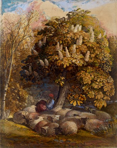 Pastoral com um Castanheiro Cavalo, c1830-1831 de Samuel Palmer