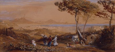 A Baía de Nápoles (aquarela sobre papel) de Samuel Palmer