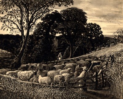 The Sheep Fold, c.1831-32 (Aguarela) de Samuel Palmer