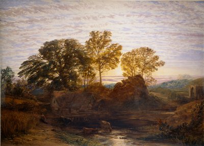 O moinho de água, c1848-1849 de Samuel Palmer