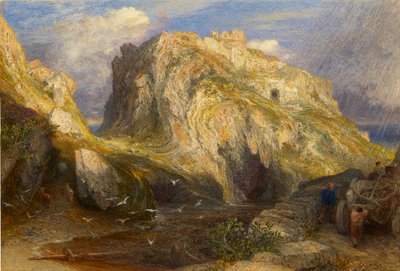 Castelo Tintagel: Chuva se aproximando, 1848-1849 de Samuel Palmer