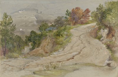 Estrada em uma paisagem montanhosa italiana de Samuel Palmer