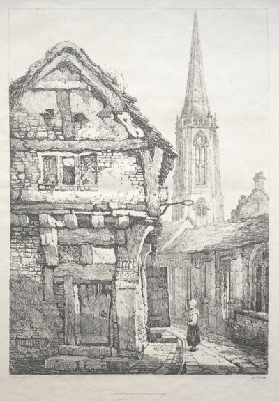 Uma série de edifícios antigos e casas rurais no norte da Inglaterra: At York, Street ..., 1821. de Samuel Prout