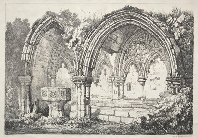 Uma série de edifícios antigos e casas rurais no norte da Inglaterra: parte da abadia de Kirkham, 182 de Samuel Prout