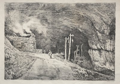 Uma série de edifícios antigos e casas rurais no norte da Inglaterra: Peak Cavern de Samuel Prout