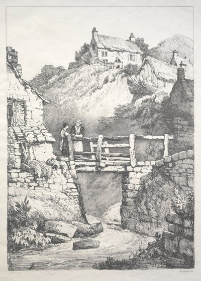 Uma série de edifícios antigos e casas rurais no norte da Inglaterra: Runswick, 1821. de Samuel Prout