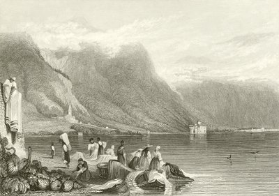 Castelo, de, Chillon, lago, de, genebra, suíça de Samuel Prout