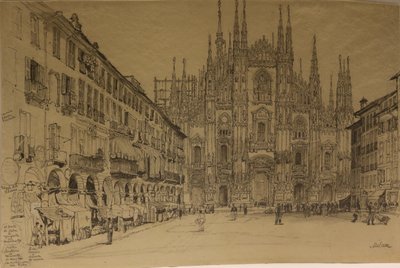Catedral, Milão, data desconhecida (aguarela sobre papel) de Samuel Prout