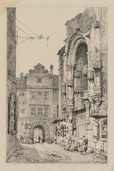 Facisimilies de esboços feitos na Flandres e na Alemanha: Thein Church, Praga, 1833. de Samuel Prout