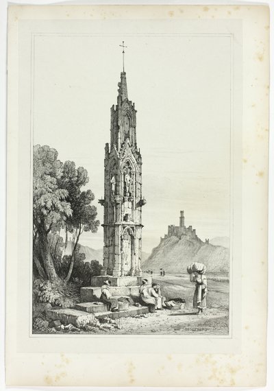 Perto de Godesberg, a partir de Fac-símiles de esboços feitos na Flandres e na Alemanha de Samuel Prout