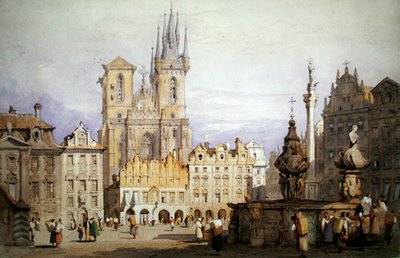 Praga (aguarela com cor de corpo sobre papel) de Samuel Prout