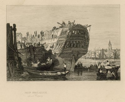 Navio quebrando em frente Wapping de Samuel Prout