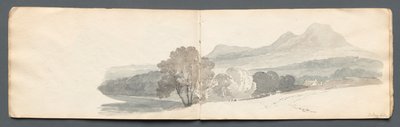 Caderno de desenho: Eildon Hills, 1814. de Samuel Prout