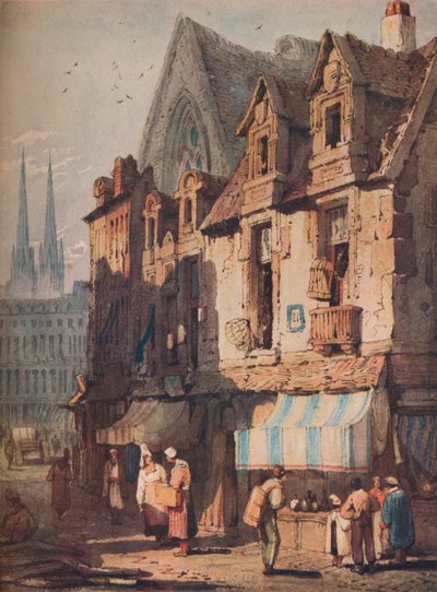 Cena de rua, Bayeux, Normandia, c1828 de Samuel Prout