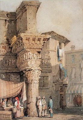 Templo de Pallas, Fórum de Nerva, Roma (aguarela sobre papel) de Samuel Prout