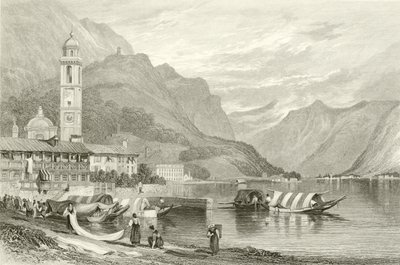O lago de como, itália de Samuel Prout