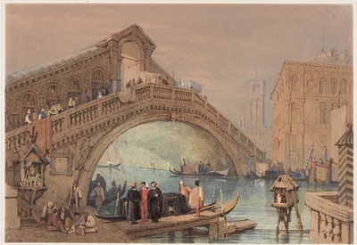 O Rialto, Veneza (bc, tinta e wc no papel) de Samuel Prout