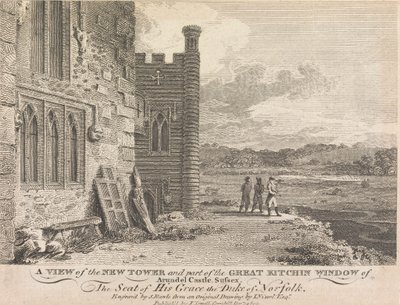 A View of the New Tower and part of the Great Kitchin Window of Arundel Castle, Sussex (publicado por J. Sewell); página 13 (Volume Um) de Samuel Rawle