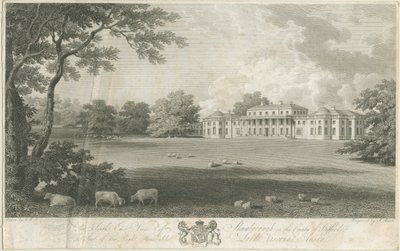 Shugborough Hall: gravura, nd [c 1802] de Samuel Rawle