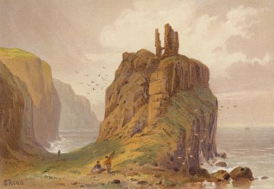 Norte da Irlanda, Castelo de Dunseverick (cor litho) de Samuel Read