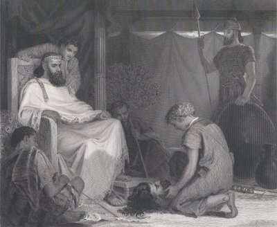 David Brought Before Saul, do The Art Journal, ao lado da p. 100, abril de 1871. de Samuel S. Smith
