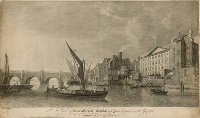 Uma vista da ponte de Westminster com partes adjacentes como no ano 1760 de Samuel Scott
