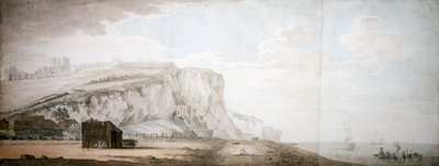 Castelo de Dover e Penhascos da Costa (lápis, caneta e tinta e aguarela sobre papel) de Samuel Scott