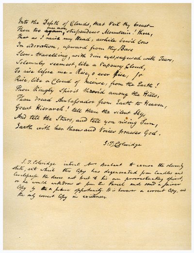 Hino antes do nascer do sol no Vale de Chamouny, impresso pela primeira vez em 1802. de Samuel Taylor Coleridge