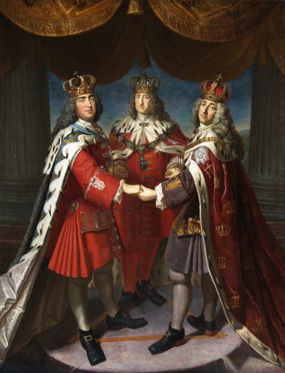 Aliança dos Reis Frederico I. na Prússia, em agosto de II, o Forte e Frederico IV da Dinamarca, 1709. de Samuel Theodor Gericke