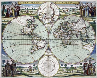 Um novo mapa do mundo, c.1702 (gravura) de Samuel Thornton