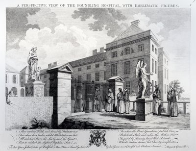 Uma vista em perspectiva do Foundling Hospital, gravado por Edward Rooker, 1749 de Samuel Wale