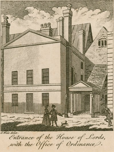 Entrada da Câmara dos Lordes com o Escritório de Ordenança, Westminster de Samuel Wale